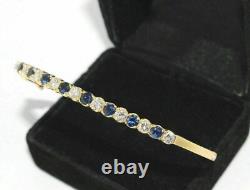 5 CT Simulated Blue Sapphire & Diamond Bangle Bracelet In 14K Yellow Gold Plated