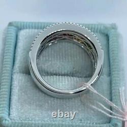 5 ctw Princess Cut Rainbow Sapphire 14K White Gold Plated S925 Wedding Band Ring