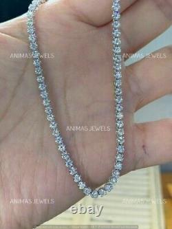 50Ct Round Cut Lab-Created Diamond Tennis Necklaces 14k White Gold Plated Silver