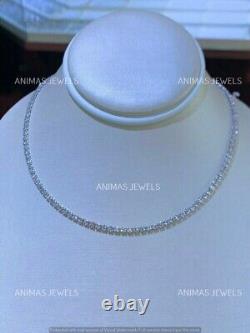 50Ct Round Cut Lab-Created Diamond Tennis Necklaces 14k White Gold Plated Silver