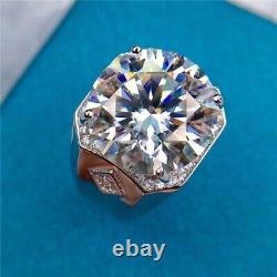 5Ct Round Cut Moissanite Men's Solitaire Engagement Ring 14K White Gold Plated