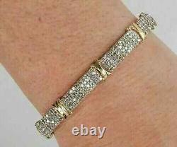 5Ct Round Cut Moissanite Statement Men's Bracelet Silver 14k Yellow Gold Plated