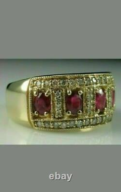 5Ct Simulated Ruby Diamond Engagement Ring 14K Yellow Gold Plated Plated Silver