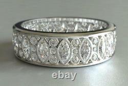 5ct Simulated Diamond Wedding Ring Band Vintage Style 14k White Gold Plated