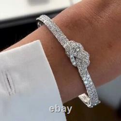 6.00ctw Round Cut Lab Created Diamond 14K White Gold Plated Knot Bangle Bracelet