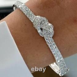 6.00ctw Round Cut Lab Created Diamond 14K White Gold Plated Knot Bangle Bracelet