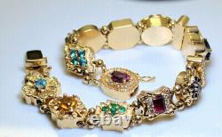 6.40 Ct Oval Cut Multi Gemstone & Diamond Tennis Bracelet 14k Yellow Gold Plated