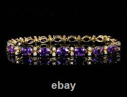 6 Carat Lab Created Amethyst Women's Tennis Bracelet 14k Yellow Gold Plated