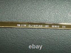 62mm RAY BAN ITALY RB3119 G15 GOLD PLATED OLYMPIAN FLEX HINGES WRAPs SUNGLASSES