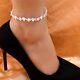 6ct Round Women's Moissanite Adjustable Engagement Anklet 14k Gold White Plated