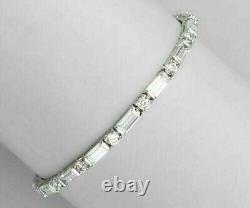 6Ct Baguette &Round Cut Lab-Created Tennis Pretty Bracelet 14k White Gold Plated