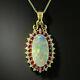 6ct Opal Ruby & Diamond Pendant Gifted 18 Chain Necklace 14k Yellow Gold Plated