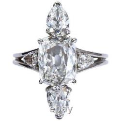 6ct Elongated Cushion Pear Moissanite Cocktail Engagement Ring White Gold Plated