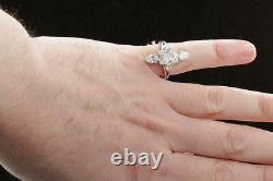 6ct Elongated Cushion Pear Moissanite Cocktail Engagement Ring White Gold Plated