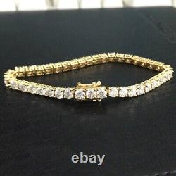 7.00 Ct Round Cut Moissanite Women's 3mm Tennis Bracelet 14K Yellow Gold Plated