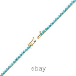 7.00 Ct Round Cut Simulated Turquoise Tennis Necklace 16 14k Yellow Gold Plated