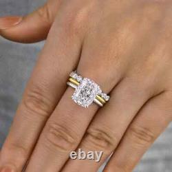 7.00Ct Cushion Cut Moissanite Vintage 3Pc Wedding Ring Set 14k White Gold Plated
