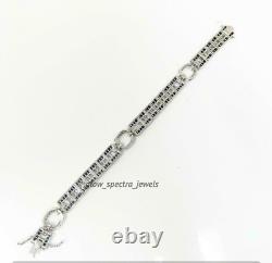 7.40 Ct Simulated Sapphire & Diamond 14K White Gold Plated Tennis Men's Bracelet