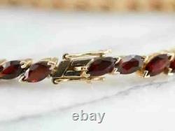 7.67 Ct Marquise Cut Simulated Red Garnet Tennis Bracelet 14k Yellow Gold Plated