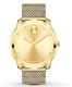 $795 Movado Bold Large Diamond And Gold Plated Mesh Watch 3600460