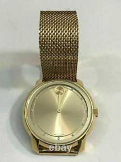 $795 Movado Bold Large Diamond and Gold Plated Mesh Watch 3600460
