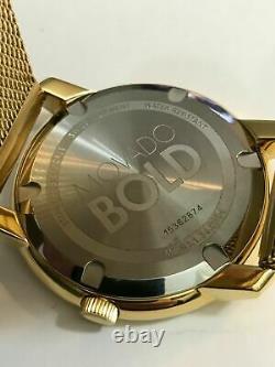 $795 Movado Bold Large Diamond and Gold Plated Mesh Watch 3600460