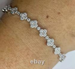 7CT Round Cut Lab-Created Diamond Women's Clover Bracelet 14k White Gold Plated