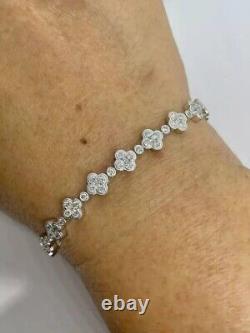 7CT Round Cut Lab-Created Diamond Women's Clover Bracelet 14k White Gold Plated