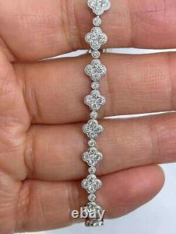 7CT Round Cut Lab-Created Diamond Women's Clover Bracelet 14k White Gold Plated