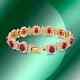 8.39 Ct Oval Cut Simulated Red Ruby/cz Tennis Bracelet 14k Yellow Gold Plated