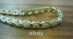 8.45 Ct Round Cut Simulated Diamond Tennis Link Bracelet 14k Yellow Gold Plated
