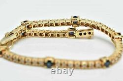 9.50Ct Round Cut Simulated Sapphire Bracelet 925 Silver Gold Plated