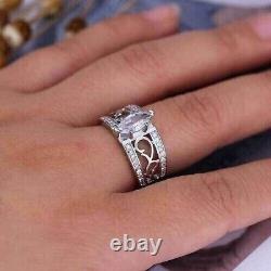 925 Silver Marquise Cut Simulated Diamond Engagement Ring 14k White Gold Plated