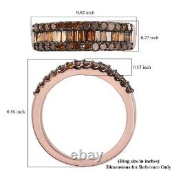 925 Silver Rose Gold Rhodium Plated Natural Red Diamond Band Ring Size 7 Ct 0.9
