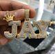 925 Silver Simulated Diamond Customized Name Pendant In 14k Yellow Gold Plated