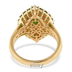 925 Silver Vermeil Yellow Gold Plated 3.7 Cttw Chrome Diopside Ring Gifts Size 9