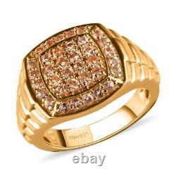 925 Silver Yellow Gold Plated Natural Imperial Topaz Ring for Men Size 12 Ct 1.3