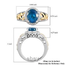 925 Silver Yellow Gold Platinum Plated Apatite Zircon Halo Ring Gift Size 7 Ct