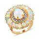 925 Sterling Silver Cluster Ring Vermeil Yellow Gold Plated Opal Ct 5.2