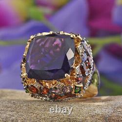 925 Sterling Silver Gold Plated Amethyst Iolite Promise Ring Gift Size 5 Ct 15.5