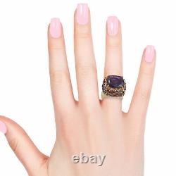 925 Sterling Silver Gold Plated Amethyst Iolite Promise Ring Gift Size 5 Ct 15.5