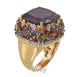 925 Sterling Silver Gold Plated Amethyst Iolite Promise Ring Gift Size 7 Ct 15.5