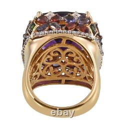 925 Sterling Silver Gold Plated Amethyst Iolite Promise Ring Gift Size 7 Ct 15.5
