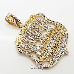 925 Sterling Silver Gold Plated Certified Gangsta Money Power Pendant