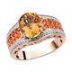 925 Sterling Silver Rose Gold Over Citrine Fire Opal Ring For Men Size 11 Ct 3.9