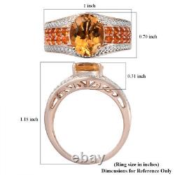 925 Sterling Silver Rose Gold Over Citrine Fire Opal Ring for Men Size 11 Ct 3.9