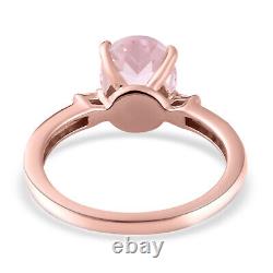 925 Sterling Silver Rose Gold Plated Kunzite White Diamond Ring Ct 2.7