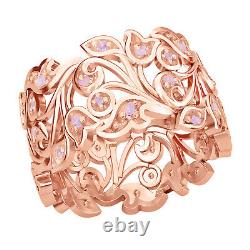 925 Sterling Silver Rose Gold Plated Pink Diamond Ring Jewelry for Women Size 7