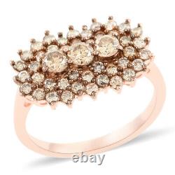 925 Sterling Silver Rose Gold Plated White Diamond Cluster Ring Gift Size 6 Ct 2