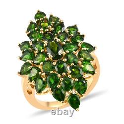 925 Sterling Silver Vermeil Yellow Gold Plated Cluster Ring Gift Size 5 Ct 5.5